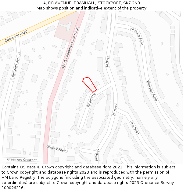 4, FIR AVENUE, BRAMHALL, STOCKPORT, SK7 2NR: Location map and indicative extent of plot