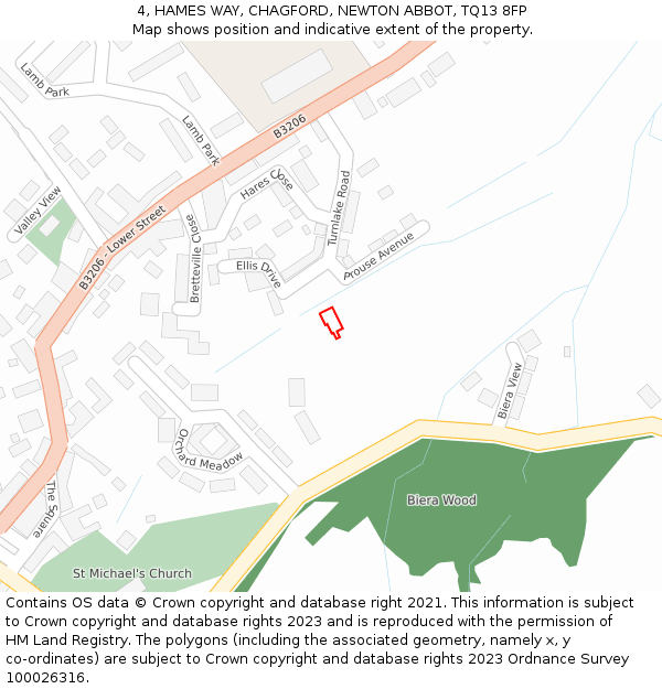 4, HAMES WAY, CHAGFORD, NEWTON ABBOT, TQ13 8FP: Location map and indicative extent of plot