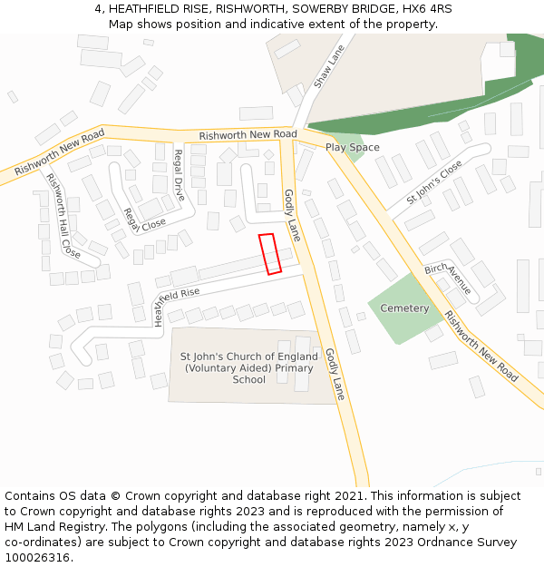 4, HEATHFIELD RISE, RISHWORTH, SOWERBY BRIDGE, HX6 4RS: Location map and indicative extent of plot