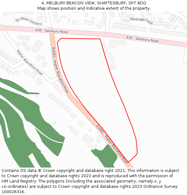 4, MELBURY BEACON VIEW, SHAFTESBURY, SP7 8DG: Location map and indicative extent of plot