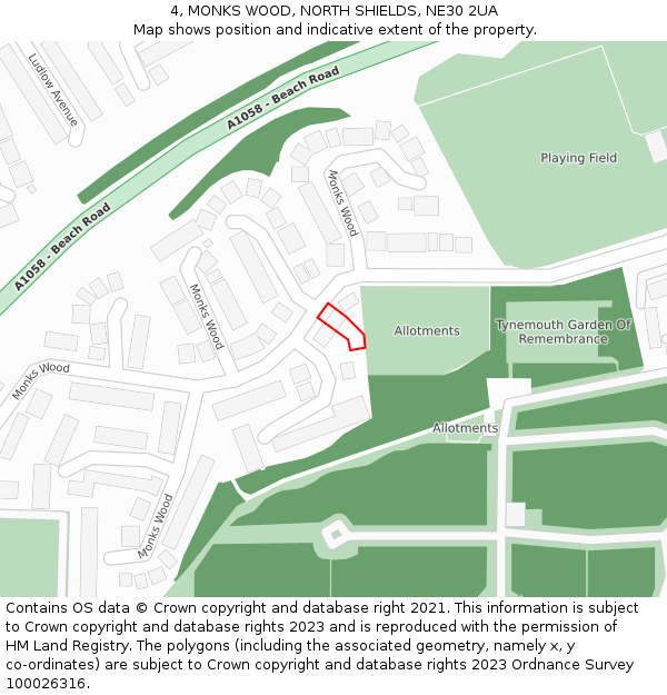 4, MONKS WOOD, NORTH SHIELDS, NE30 2UA: Location map and indicative extent of plot