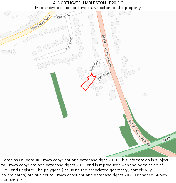 4, NORTHGATE, HARLESTON, IP20 9JG: Location map and indicative extent of plot