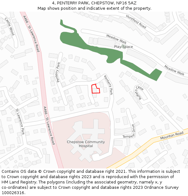 4, PENTERRY PARK, CHEPSTOW, NP16 5AZ: Location map and indicative extent of plot