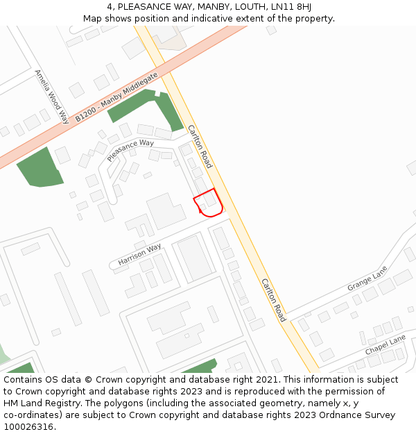 4, PLEASANCE WAY, MANBY, LOUTH, LN11 8HJ: Location map and indicative extent of plot