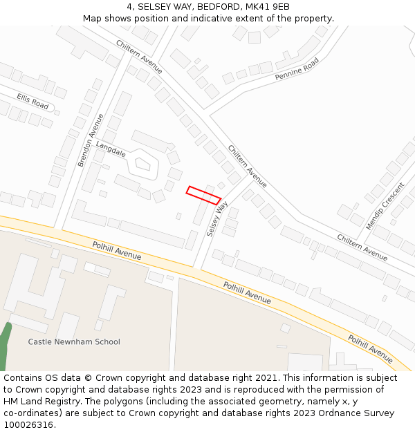 4, SELSEY WAY, BEDFORD, MK41 9EB: Location map and indicative extent of plot