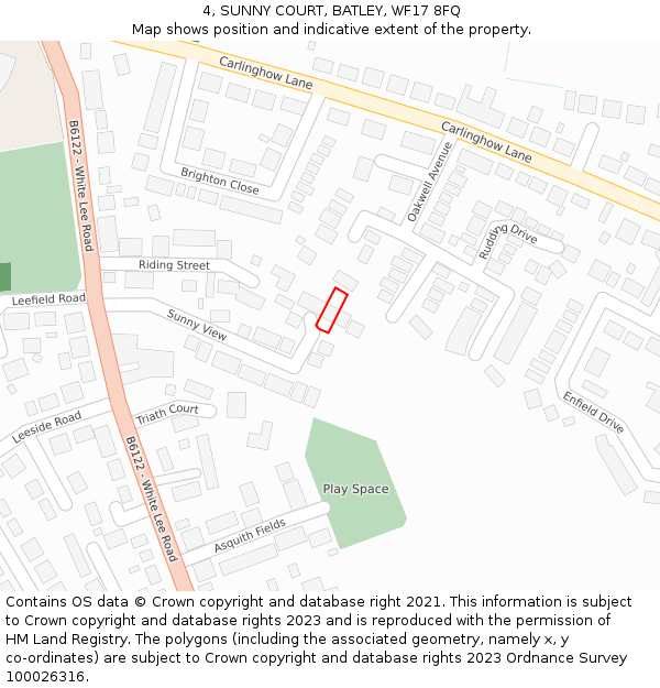 4, SUNNY COURT, BATLEY, WF17 8FQ: Location map and indicative extent of plot