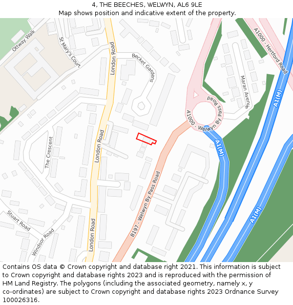 4, THE BEECHES, WELWYN, AL6 9LE: Location map and indicative extent of plot