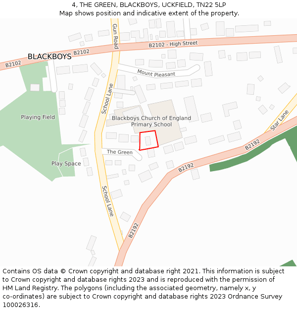 4, THE GREEN, BLACKBOYS, UCKFIELD, TN22 5LP: Location map and indicative extent of plot