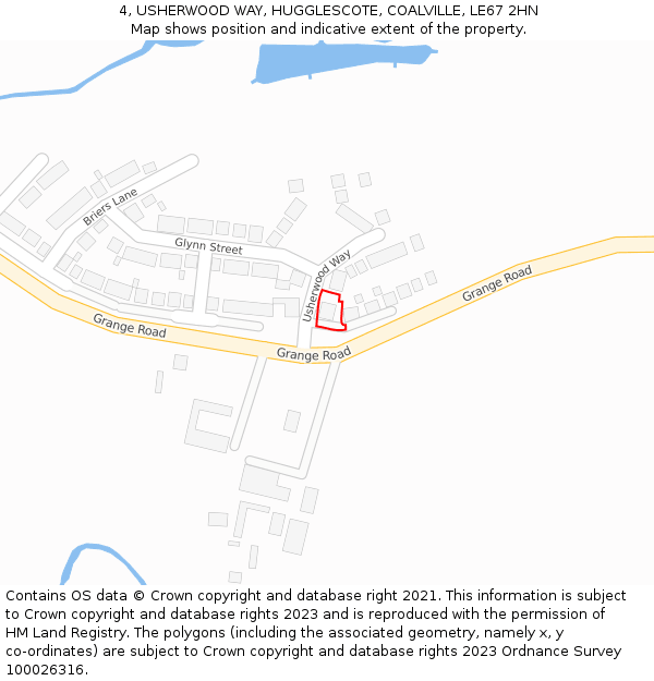 4, USHERWOOD WAY, HUGGLESCOTE, COALVILLE, LE67 2HN: Location map and indicative extent of plot