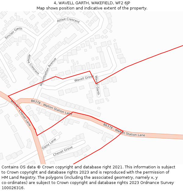 4, WAVELL GARTH, WAKEFIELD, WF2 6JP: Location map and indicative extent of plot