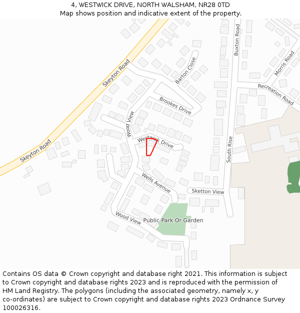 4, WESTWICK DRIVE, NORTH WALSHAM, NR28 0TD: Location map and indicative extent of plot