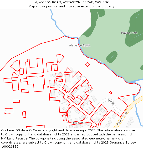 4, WIGEON ROAD, WISTASTON, CREWE, CW2 8GP: Location map and indicative extent of plot