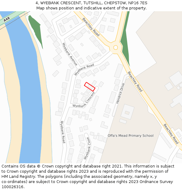 4, WYEBANK CRESCENT, TUTSHILL, CHEPSTOW, NP16 7ES: Location map and indicative extent of plot