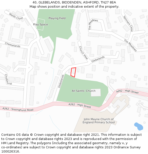 40, GLEBELANDS, BIDDENDEN, ASHFORD, TN27 8EA: Location map and indicative extent of plot