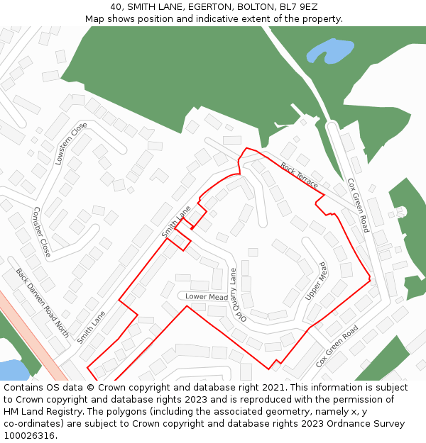 40, SMITH LANE, EGERTON, BOLTON, BL7 9EZ: Location map and indicative extent of plot