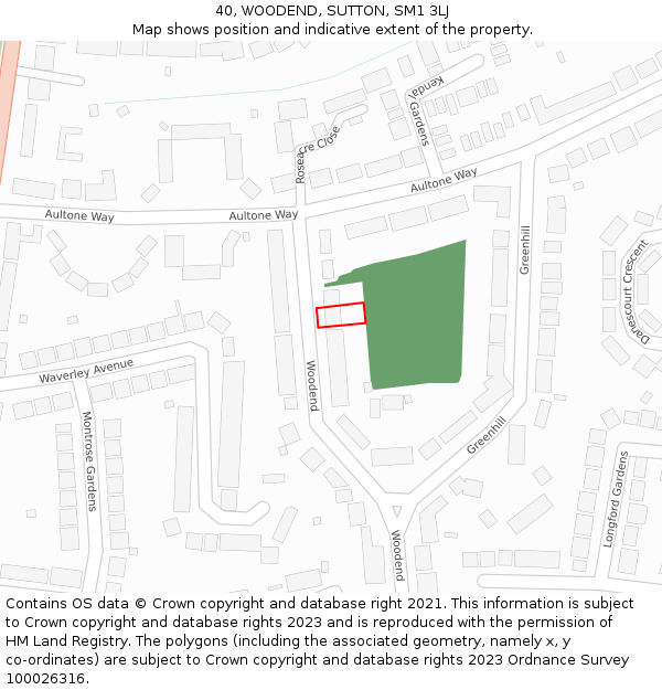 40, WOODEND, SUTTON, SM1 3LJ: Location map and indicative extent of plot