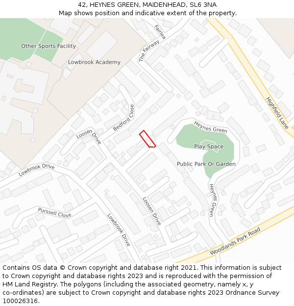 42, HEYNES GREEN, MAIDENHEAD, SL6 3NA: Location map and indicative extent of plot