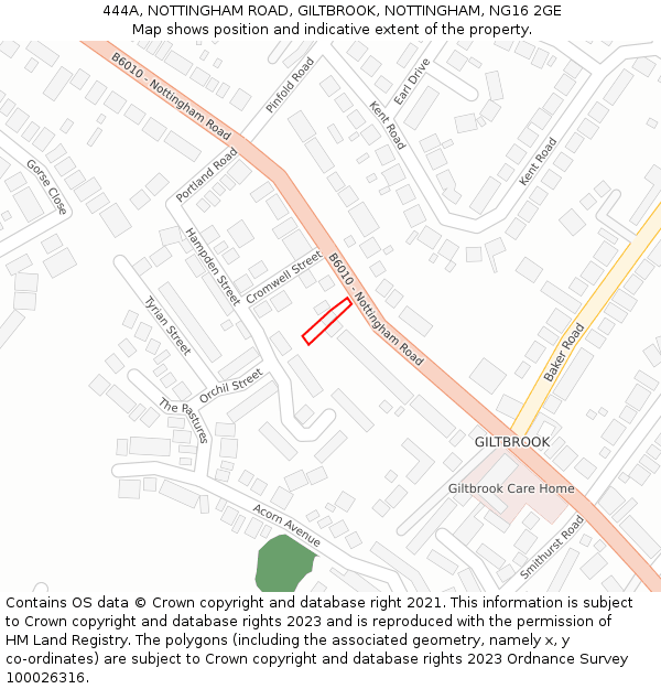 444A, NOTTINGHAM ROAD, GILTBROOK, NOTTINGHAM, NG16 2GE: Location map and indicative extent of plot