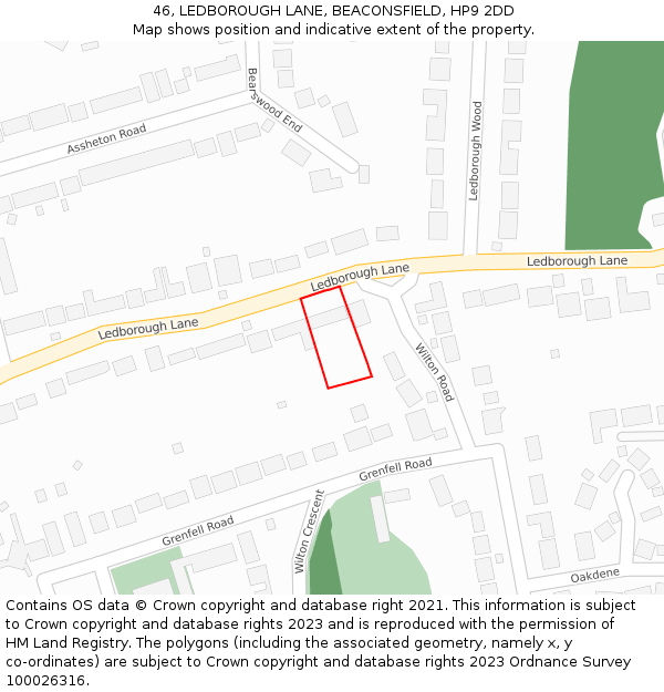 46, LEDBOROUGH LANE, BEACONSFIELD, HP9 2DD: Location map and indicative extent of plot