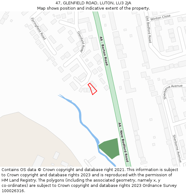 47, GLENFIELD ROAD, LUTON, LU3 2JA: Location map and indicative extent of plot