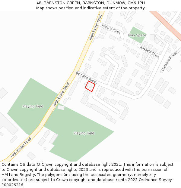 48, BARNSTON GREEN, BARNSTON, DUNMOW, CM6 1PH: Location map and indicative extent of plot