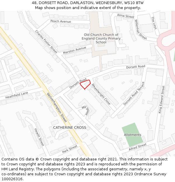 48, DORSETT ROAD, DARLASTON, WEDNESBURY, WS10 8TW: Location map and indicative extent of plot