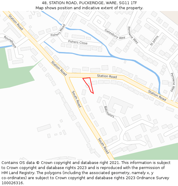 48, STATION ROAD, PUCKERIDGE, WARE, SG11 1TF: Location map and indicative extent of plot