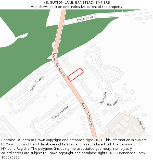 48, SUTTON LANE, BANSTEAD, SM7 3RB: Location map and indicative extent of plot