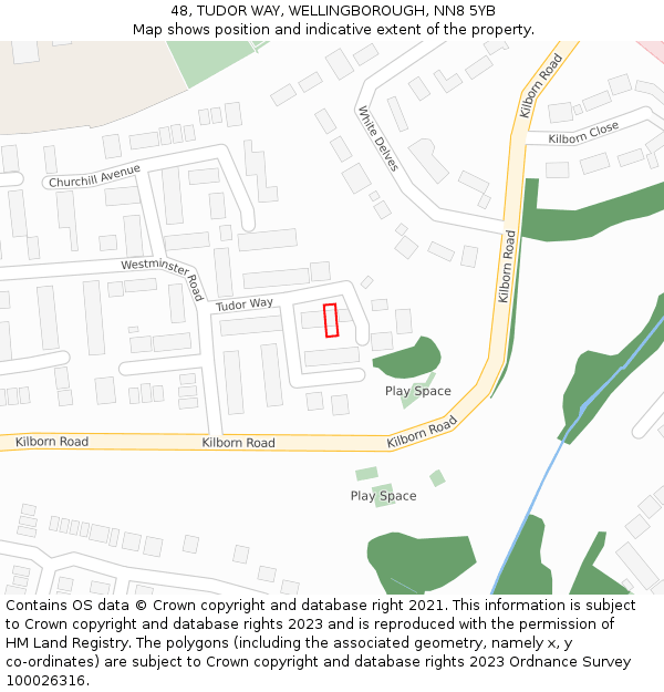 48, TUDOR WAY, WELLINGBOROUGH, NN8 5YB: Location map and indicative extent of plot