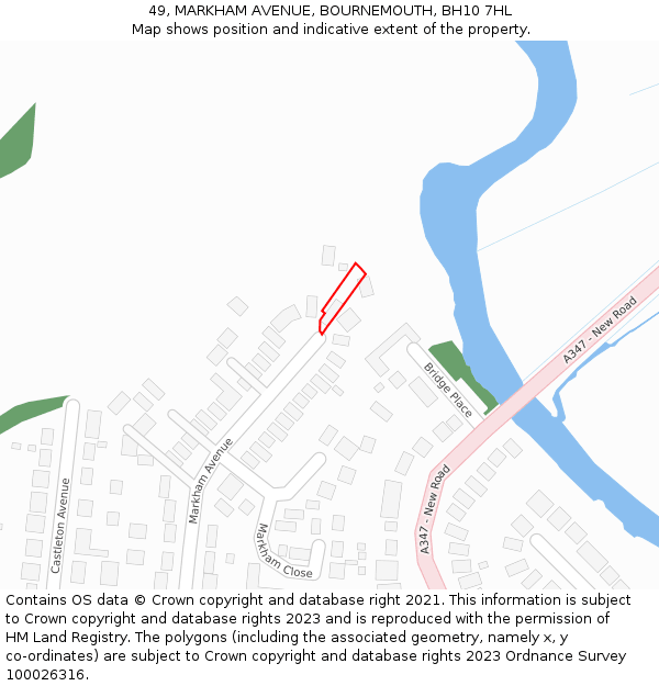 49, MARKHAM AVENUE, BOURNEMOUTH, BH10 7HL: Location map and indicative extent of plot