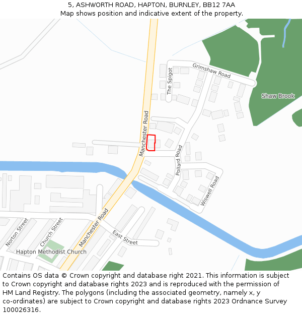 5, ASHWORTH ROAD, HAPTON, BURNLEY, BB12 7AA: Location map and indicative extent of plot