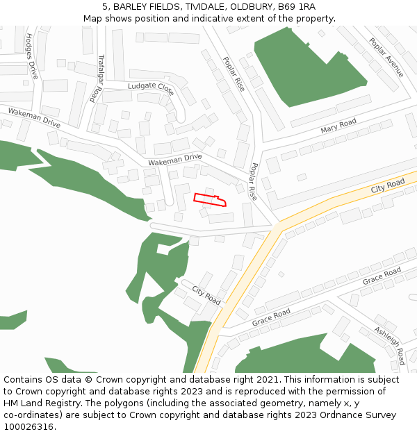 5, BARLEY FIELDS, TIVIDALE, OLDBURY, B69 1RA: Location map and indicative extent of plot