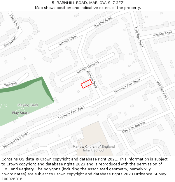 5, BARNHILL ROAD, MARLOW, SL7 3EZ: Location map and indicative extent of plot