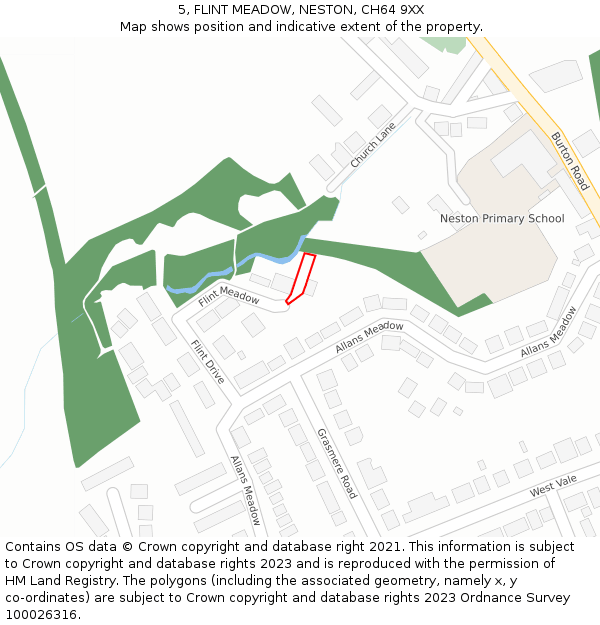 5, FLINT MEADOW, NESTON, CH64 9XX: Location map and indicative extent of plot