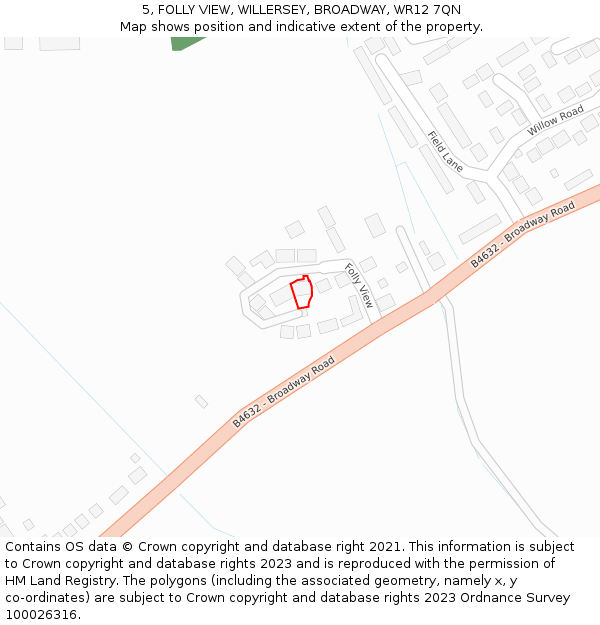 5, FOLLY VIEW, WILLERSEY, BROADWAY, WR12 7QN: Location map and indicative extent of plot