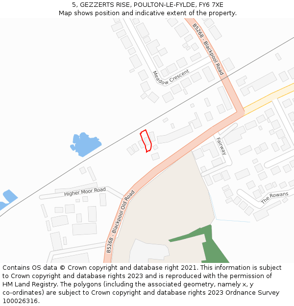 5, GEZZERTS RISE, POULTON-LE-FYLDE, FY6 7XE: Location map and indicative extent of plot