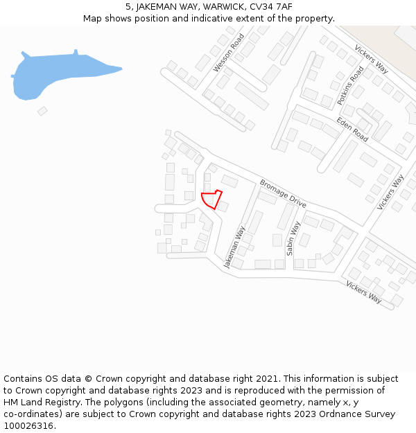 5, JAKEMAN WAY, WARWICK, CV34 7AF: Location map and indicative extent of plot