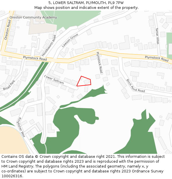 5, LOWER SALTRAM, PLYMOUTH, PL9 7PW: Location map and indicative extent of plot