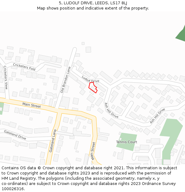 5, LUDOLF DRIVE, LEEDS, LS17 8LJ: Location map and indicative extent of plot