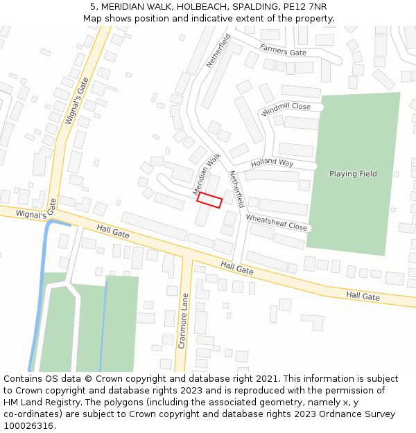 5, MERIDIAN WALK, HOLBEACH, SPALDING, PE12 7NR: Location map and indicative extent of plot