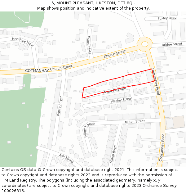 5, MOUNT PLEASANT, ILKESTON, DE7 8QU: Location map and indicative extent of plot