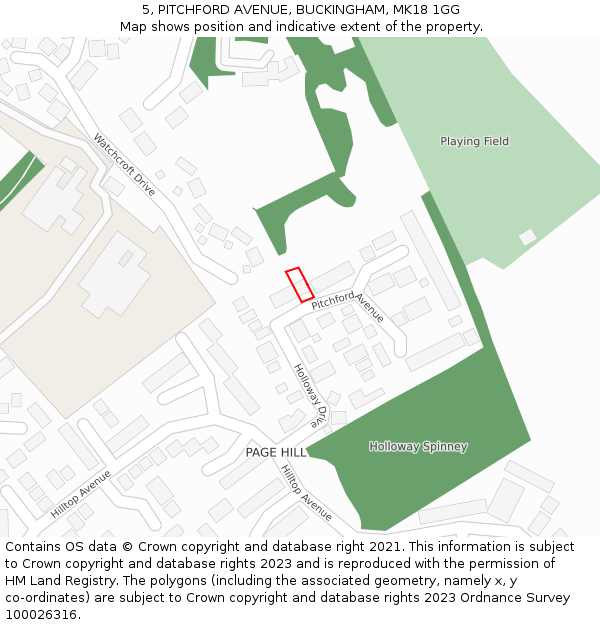 5, PITCHFORD AVENUE, BUCKINGHAM, MK18 1GG: Location map and indicative extent of plot