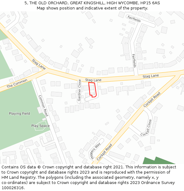 5, THE OLD ORCHARD, GREAT KINGSHILL, HIGH WYCOMBE, HP15 6AS: Location map and indicative extent of plot