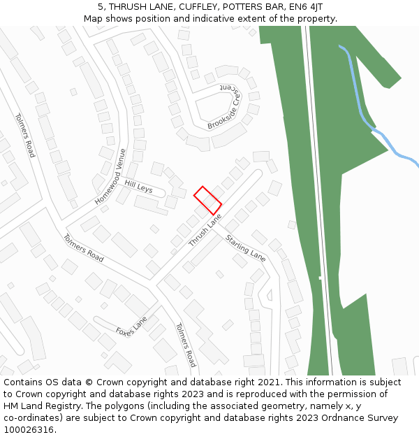 5, THRUSH LANE, CUFFLEY, POTTERS BAR, EN6 4JT: Location map and indicative extent of plot