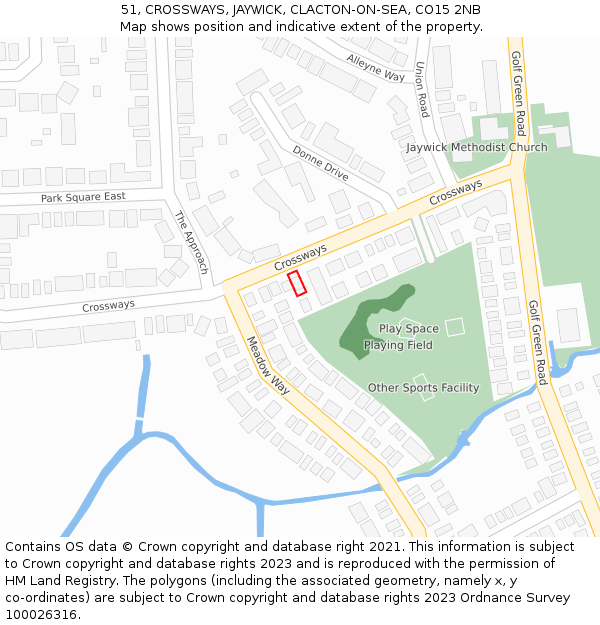 51, CROSSWAYS, JAYWICK, CLACTON-ON-SEA, CO15 2NB: Location map and indicative extent of plot