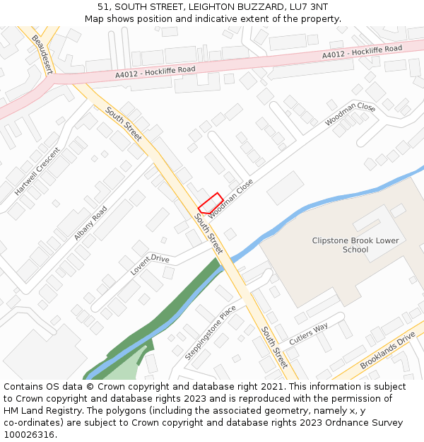 51, SOUTH STREET, LEIGHTON BUZZARD, LU7 3NT: Location map and indicative extent of plot