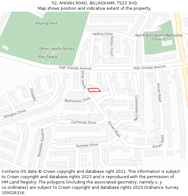 52, ANNAN ROAD, BILLINGHAM, TS23 3HQ: Location map and indicative extent of plot