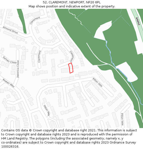 52, CLAREMONT, NEWPORT, NP20 6PL: Location map and indicative extent of plot