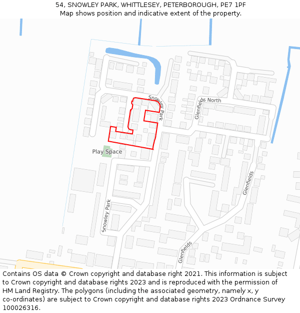 54, SNOWLEY PARK, WHITTLESEY, PETERBOROUGH, PE7 1PF: Location map and indicative extent of plot