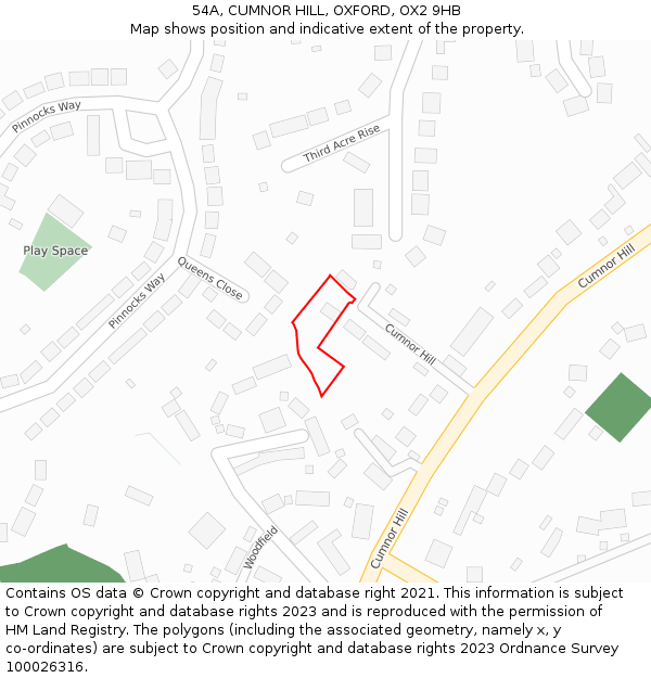 54A, CUMNOR HILL, OXFORD, OX2 9HB: Location map and indicative extent of plot